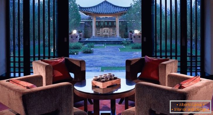 Дизајнот на дневната соба на Banyan Tree Lijiang