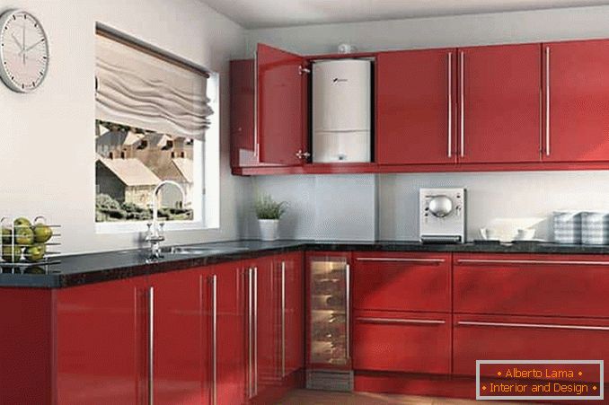 Црвена кујна со котел