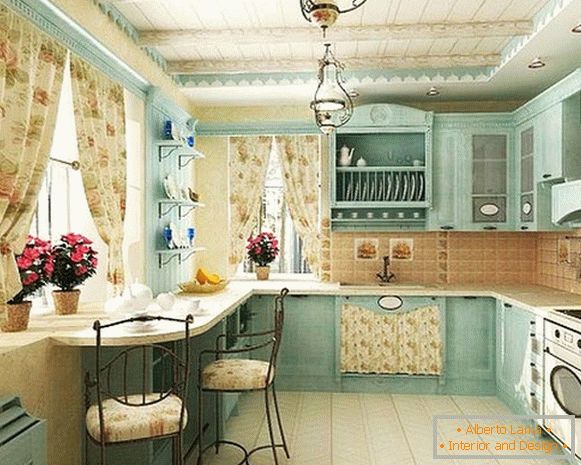 дизајн на мала кујна во стилот на Прованса 4 