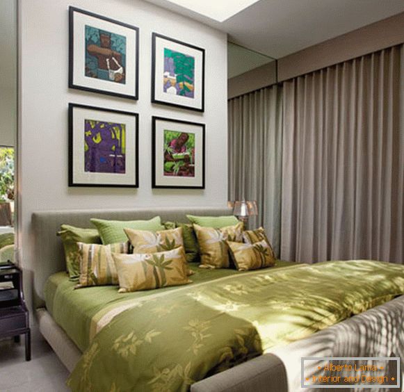 Маслиново бои во дизајнот на спалната соба