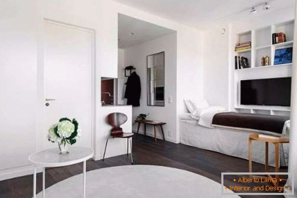 Мали студиски апартмани - дизајнирајте спална соба на сликата
