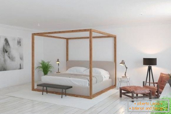 Скандинавски дизајн на спалня 2017 - нов кревет слика