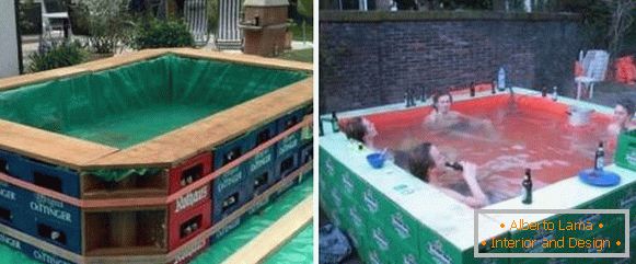 Како да се направи базен на дача од кутии и бреза - слика
