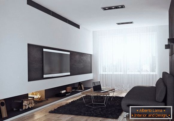 Стилски дневна соба во црно-бели бои