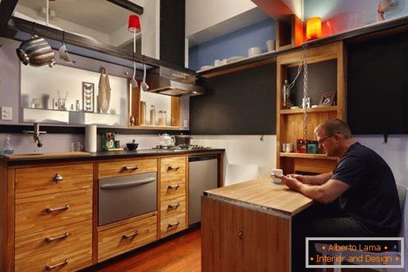 Кујна ентериер во три нивоа стан