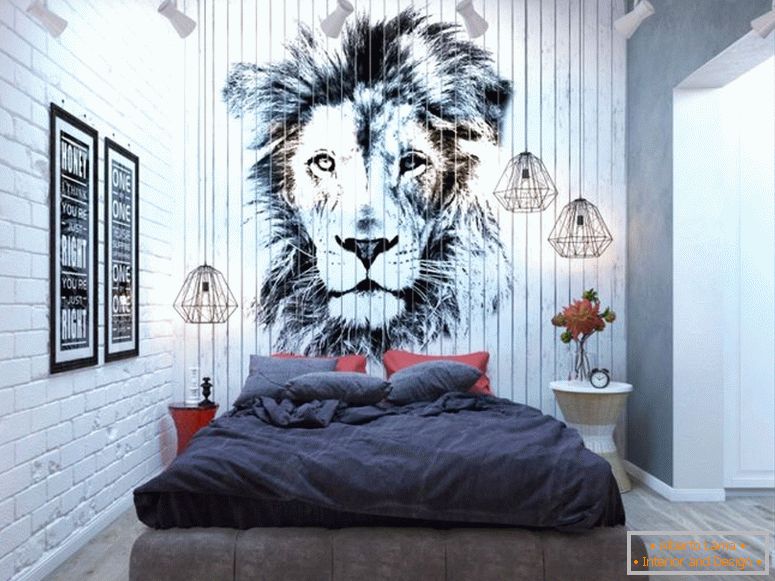 стилски-спална соба-мансарда-со-слика-лав