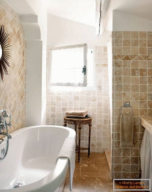 Плочка за бања под каменот во стилот на Прованса