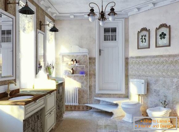 Традиционален Прованс стил во бањата - слика на бања во приватна куќа