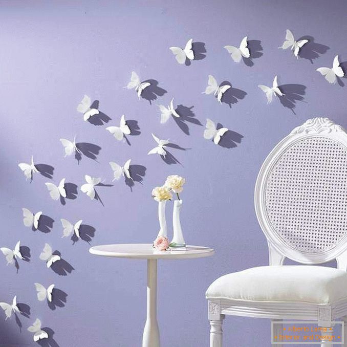 Украсување на ѕидовите со свои раце од користени материјали - пеперутки од хартија