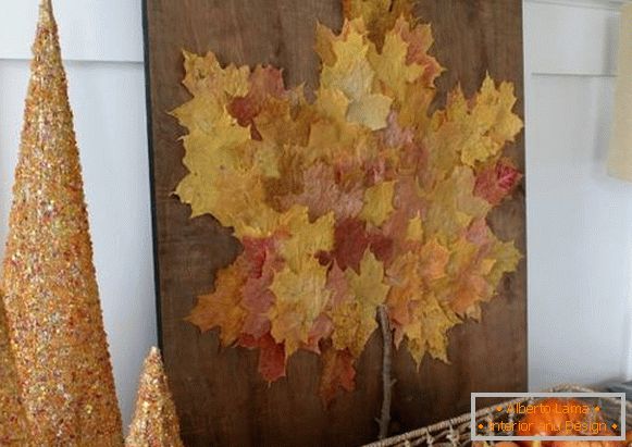 Есенски лист декорација со сопствени раце - апликација