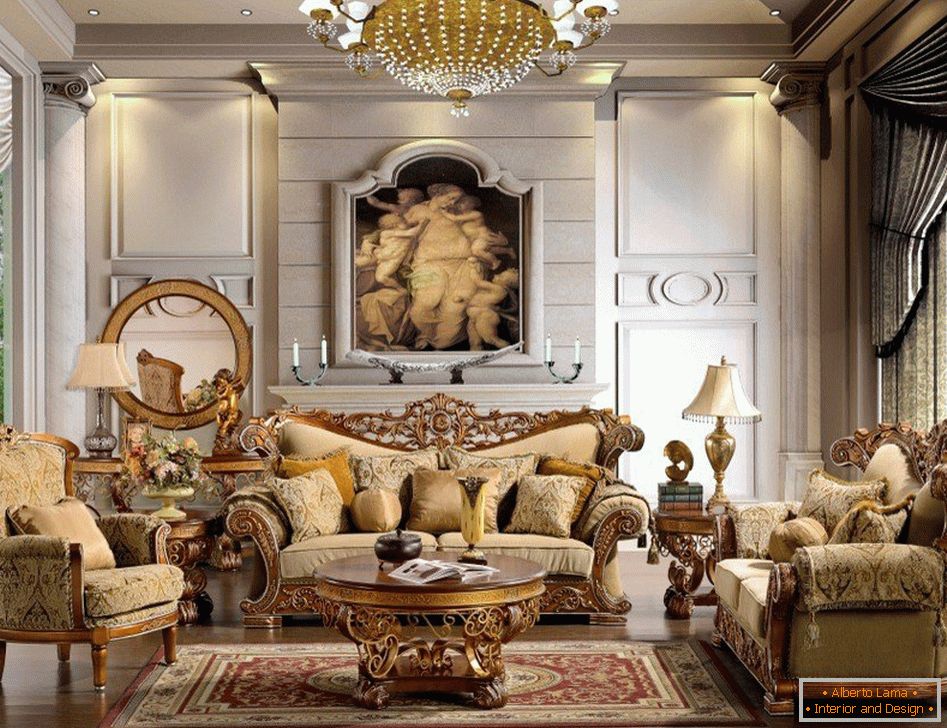 Дневна соба во стилот на класицизмот