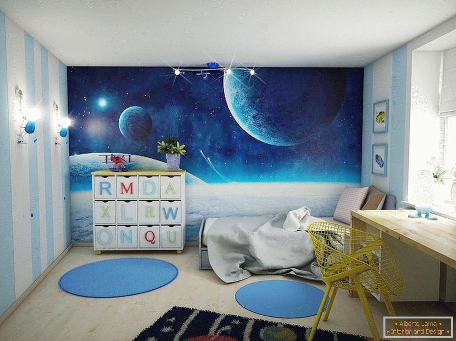 Соба за момче в космическом декоре