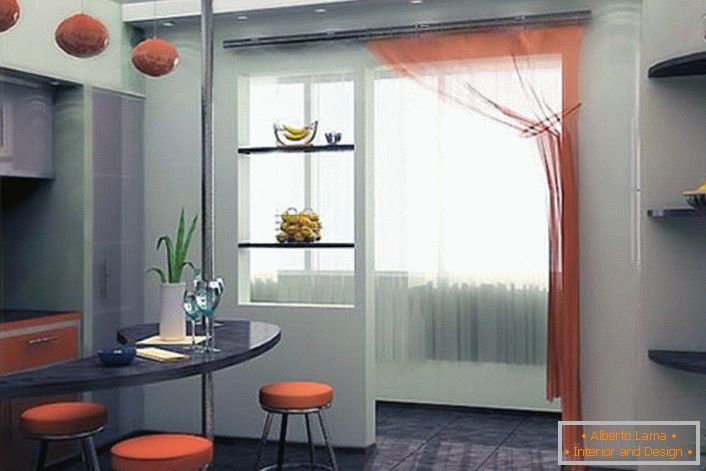 Пригушен портокал се вклопува во сивата боја, од која визуелно се чини дека просторијата е попространа.