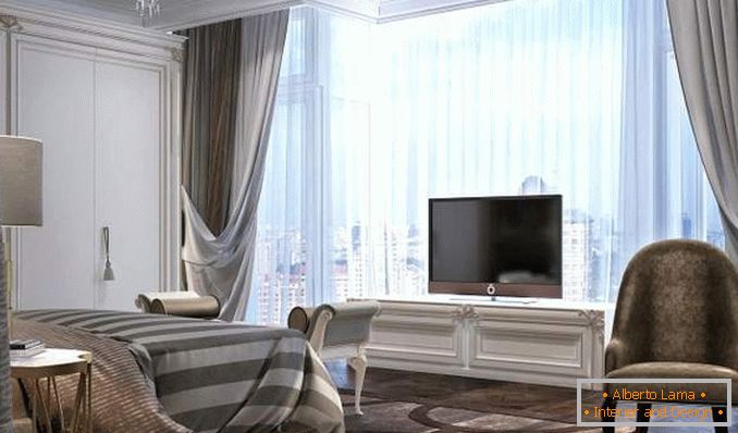 Дизајн на спална соба во стан со панорамски прозорци - внатрешна слика