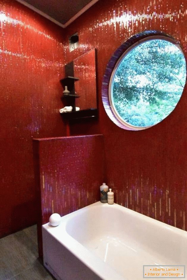 Внатрешен дизајн на мала куќа: слика. Яркие стены в ванной