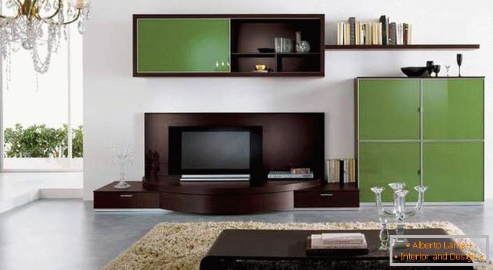 Модуларен мебел за модерна пространа дневна соба.