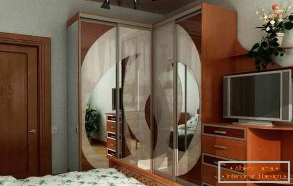 Прекрасна спална соба за спиење - фото аголен модел со телевизор