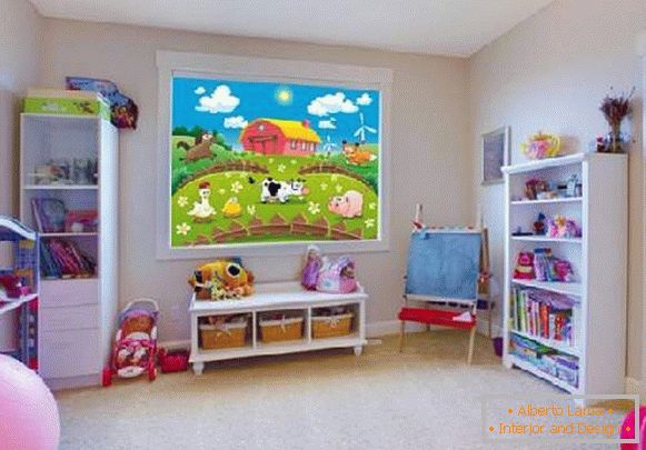 Ролетни ролетни во соба соба за деца, слика 21