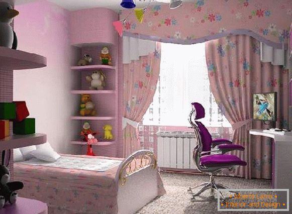 завеси во детска соба за девојче, фото 24