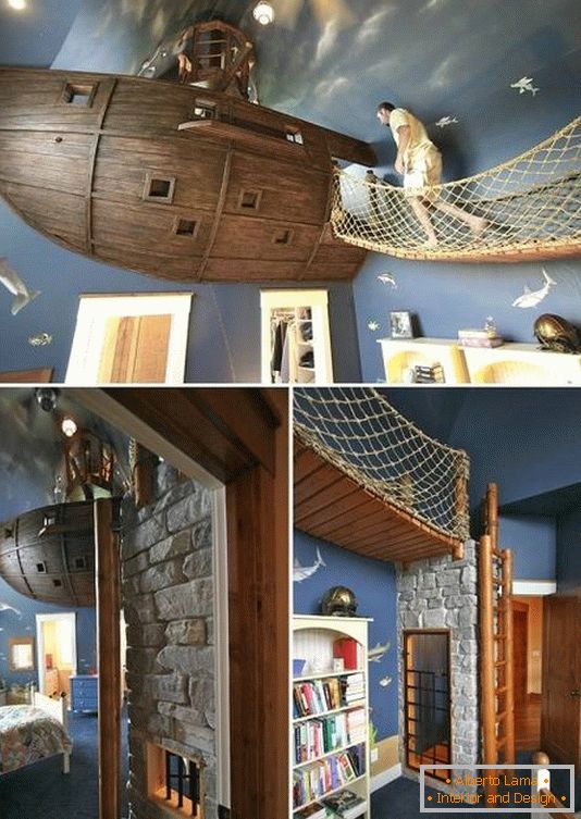 Детска соба со брод на таванот