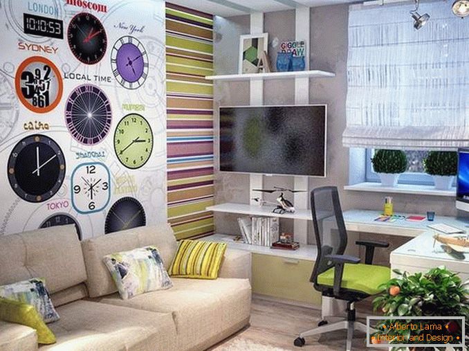 Дизајн на двособен стан за семејство со тинејџер - слика на дете