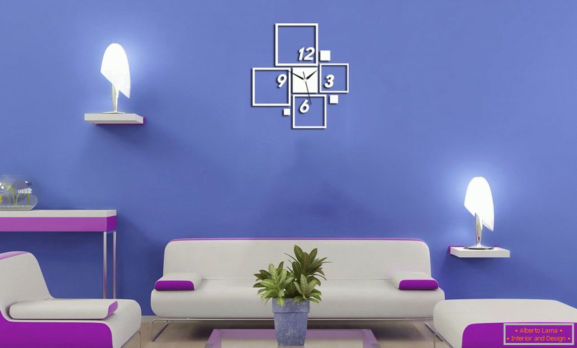 Сина боја во дизајнот на дневната соба