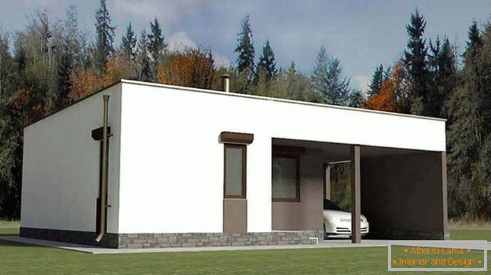 Една приказна куќа во хај-тек стил со мал carport е одлична и ефтина опција за приградски недвижен имот.