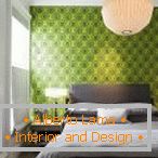 Зелена текстура на ѕидовите во спалната соба