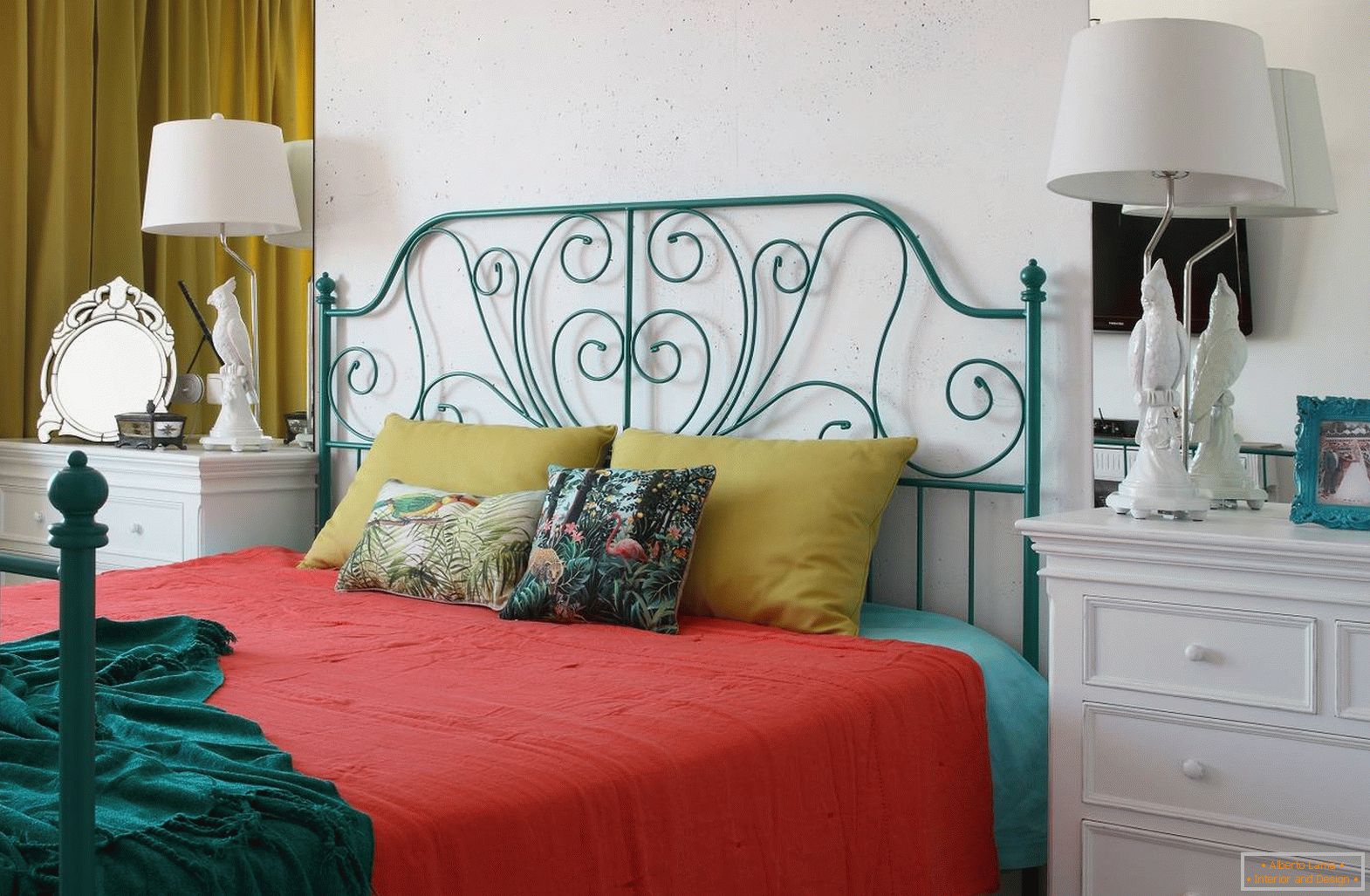 Спалната соба с кроватью в стиле 60-х