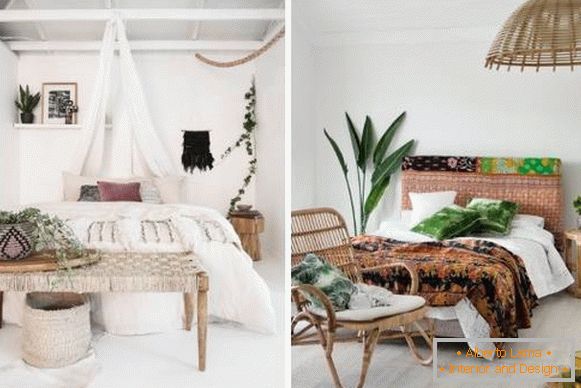 Како да декорирате спална соба во стилот на Бохо - фото ентериер