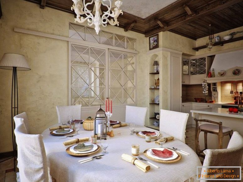 Земја стил во внатрешноста - фотографии од најдобрите идеи