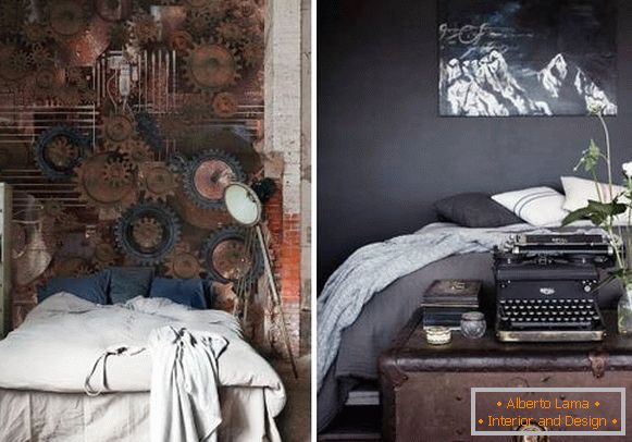Спална соба внатрешноста во steampunk стил - фото позадини