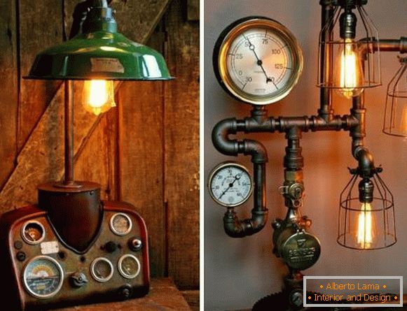 Ламба Steampunk од цевки со свои раце - фото занаети