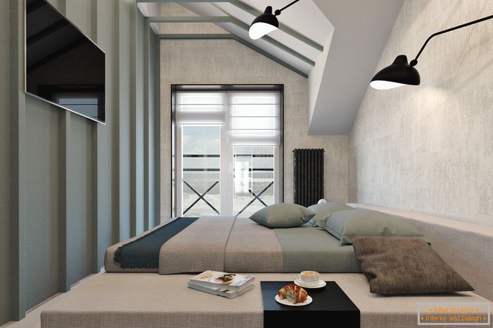 Спална соба во стил на мансарда