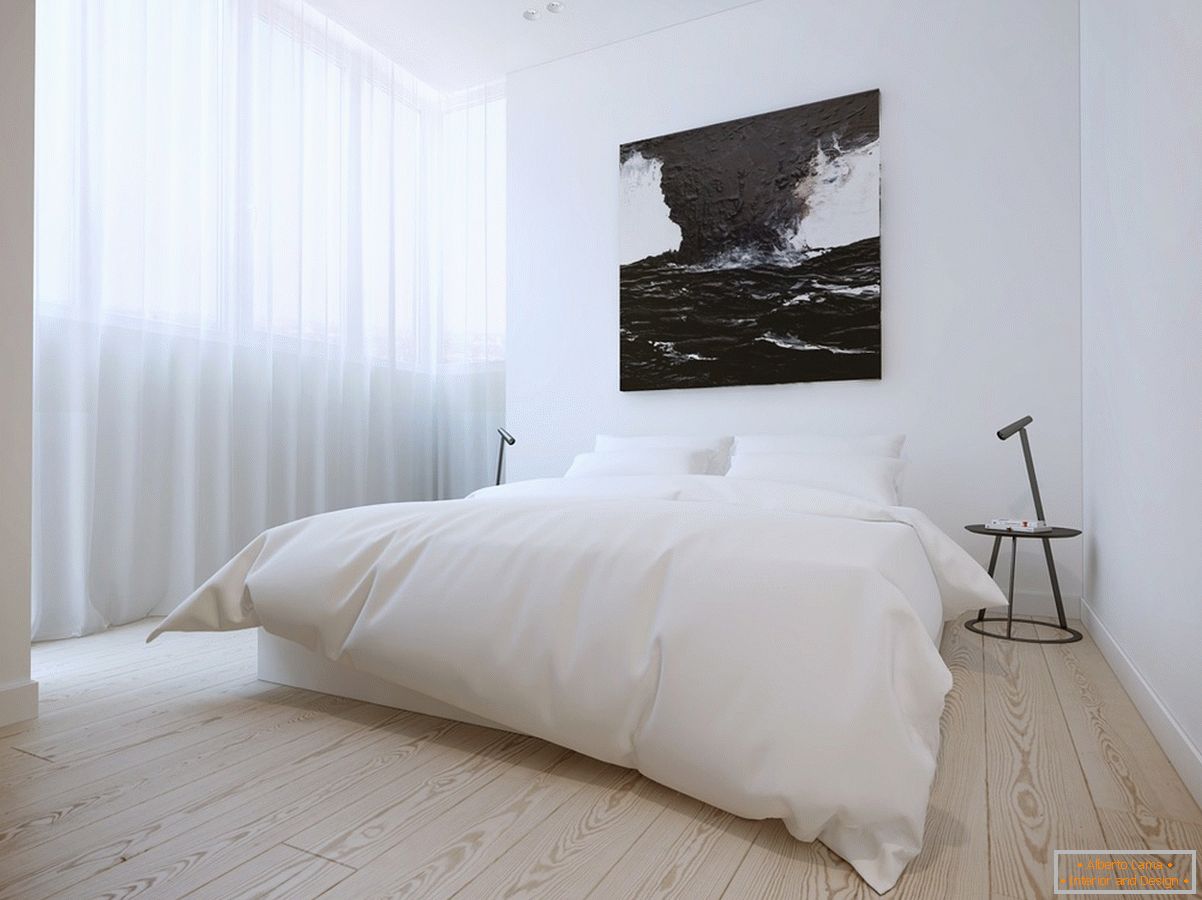 Спална соба внатрешни работи во бела боја