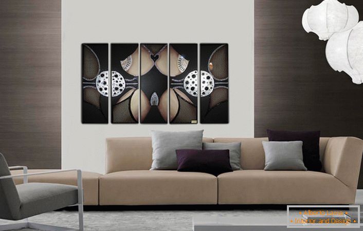 Модуларните слики кои прикажуваат апстрактни форми и геометриски форми се одлични за украсување на соби во Арт Нову, хај-тек или минимализам. 