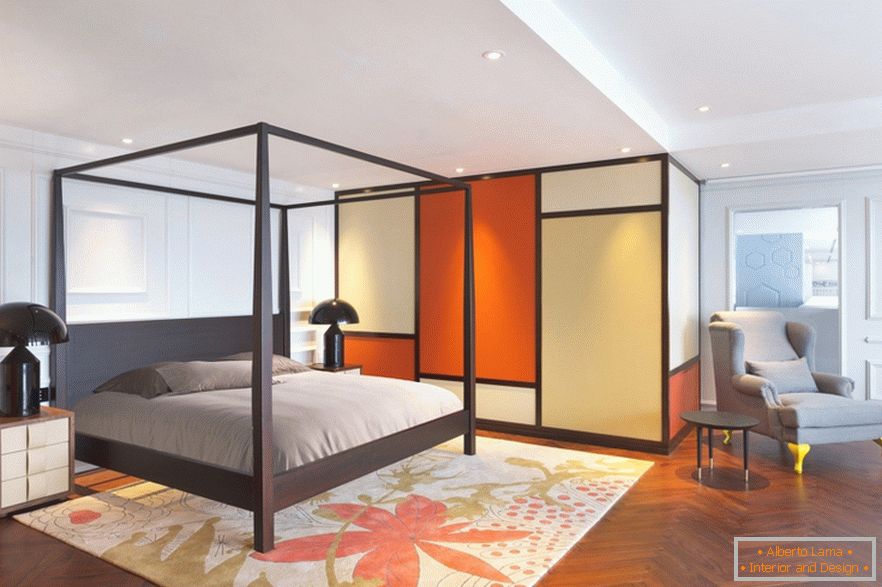 Портокал Спална соба на стилски студио стан во Пекинг