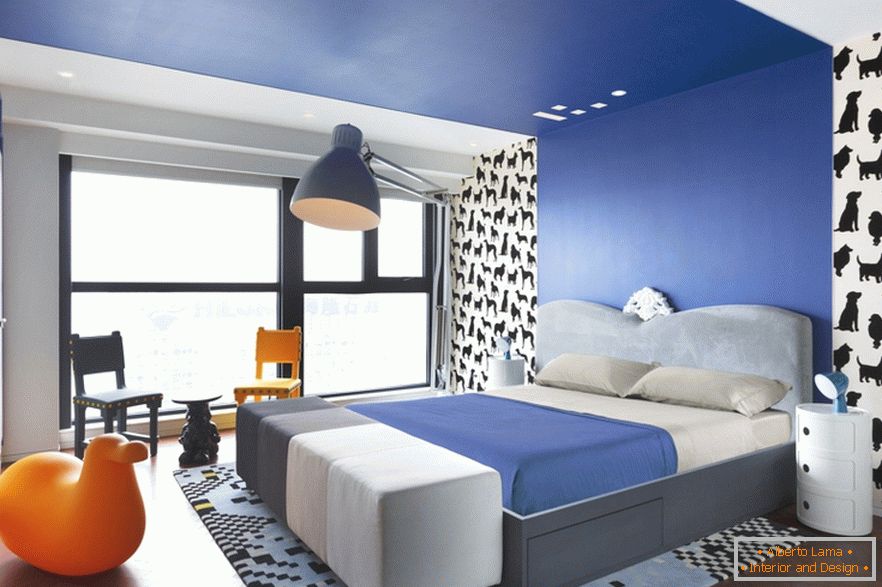Сина Спална соба на стилски студиски стан во Пекинг