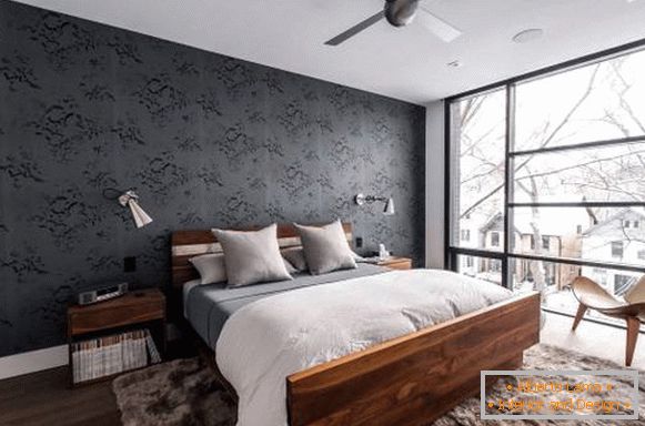 Темни позадини во внатрешноста - фотографии од сива боја во спалната соба