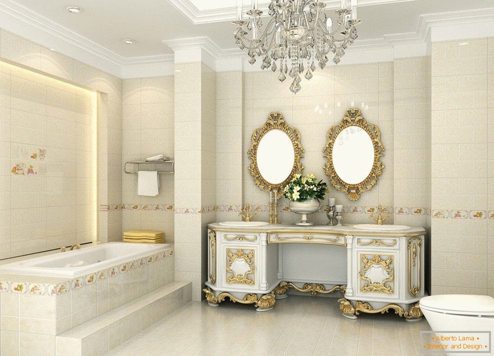 Осветлување во бањата во класичен стил