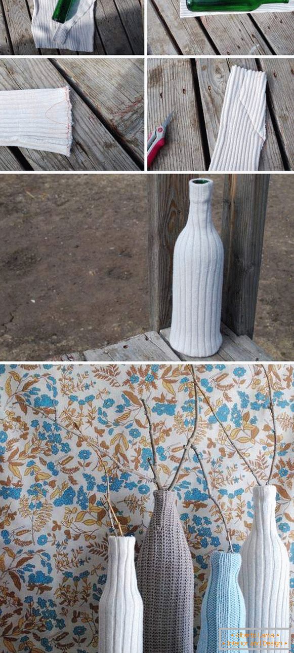 Како да направите прекрасна вазна со свои раце од шише