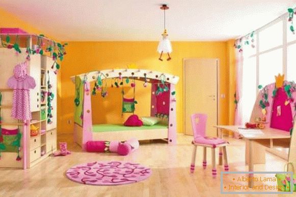 Модерен позадина за детска соба за девојки - слика во внатрешноста