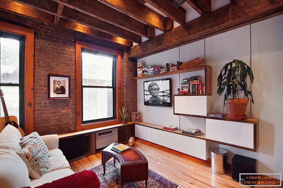 Дневна соба на мал стан во Менхетен