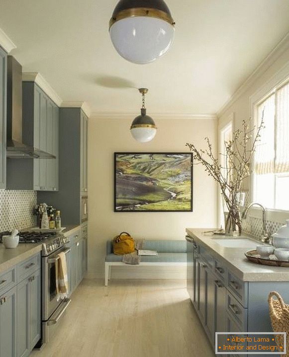 Сива сина кујна во внатрешноста слика