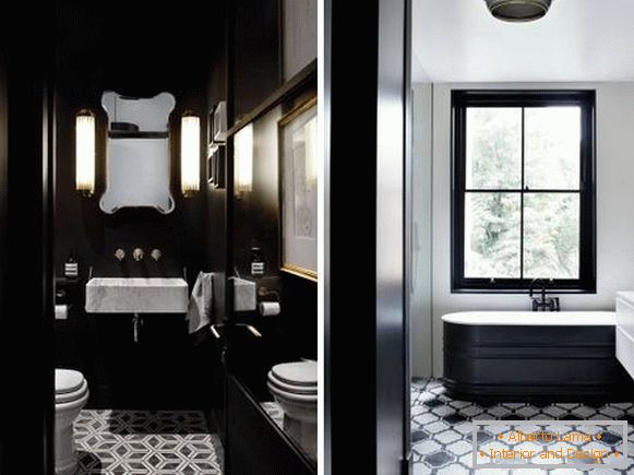 Стилски бања и тоалет дизајн во црно