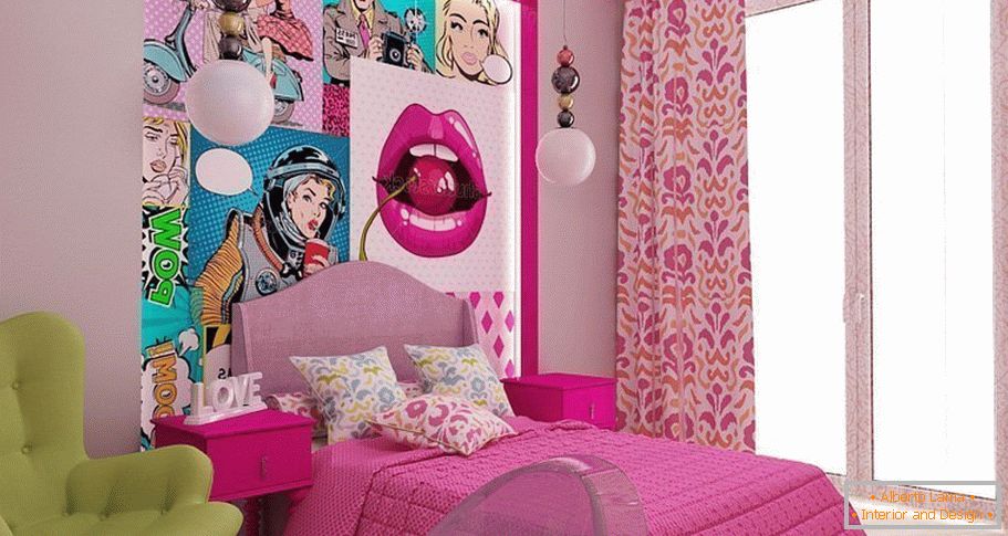 Спалната соба в стиле поп-арт
