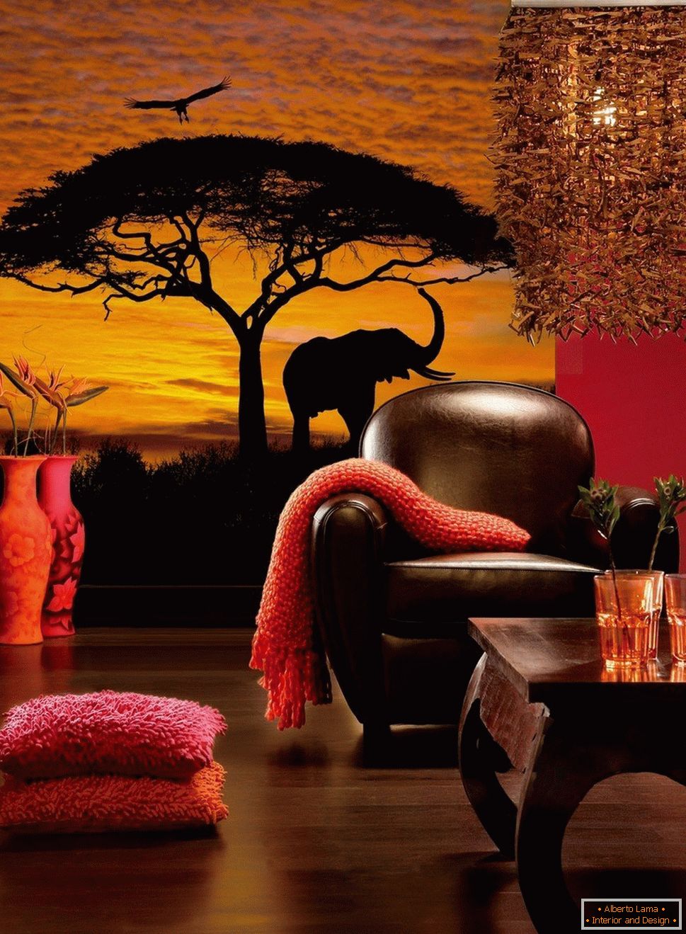 Африкански пејзаж на ѕидот