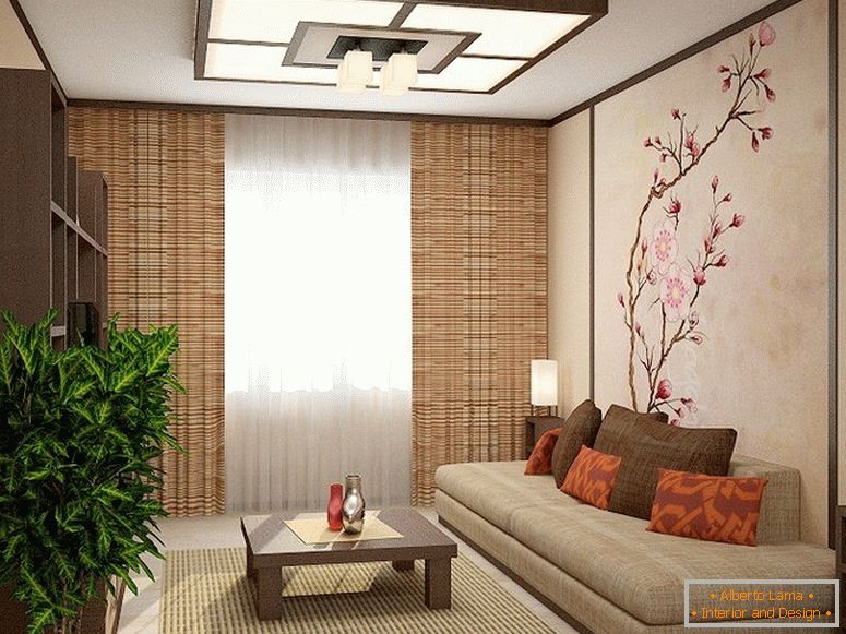 Внатрешност на дневна соба в японском стиле